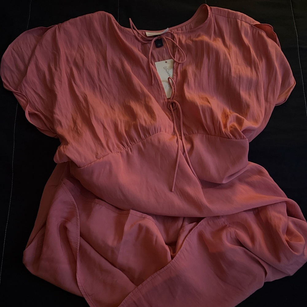 Universal Thread Rose Blouse with Tie Neck